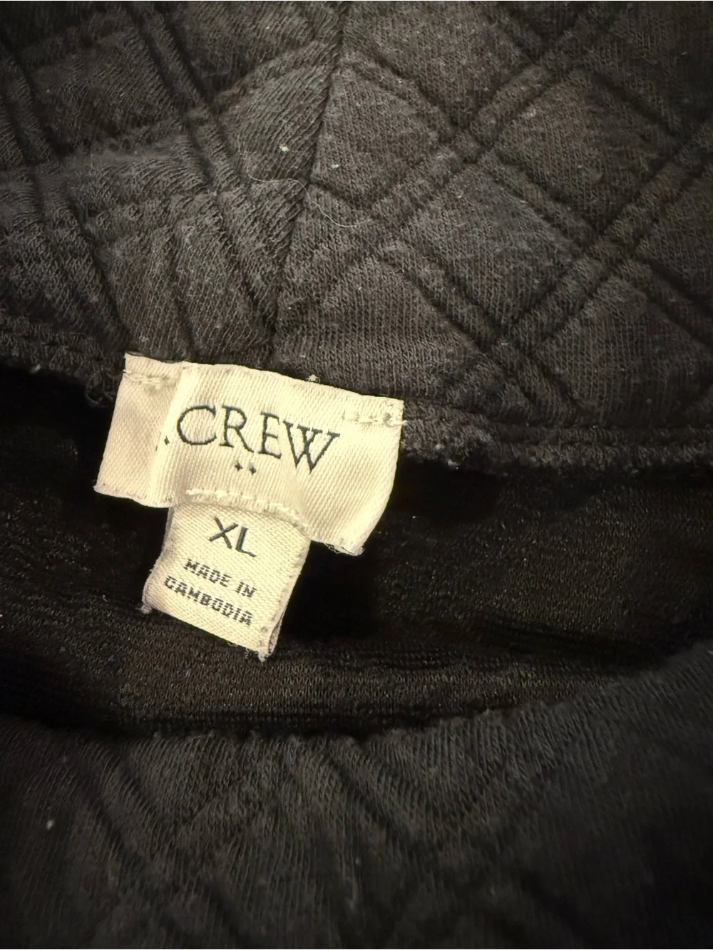 J.Crew Black Quilted Swing Funnel Neck Pullover Top XL